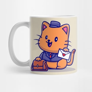 Cute Cat Postman Cartoon Mug